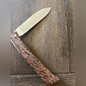 Folding Pocket Knife with Brown Textured Handle